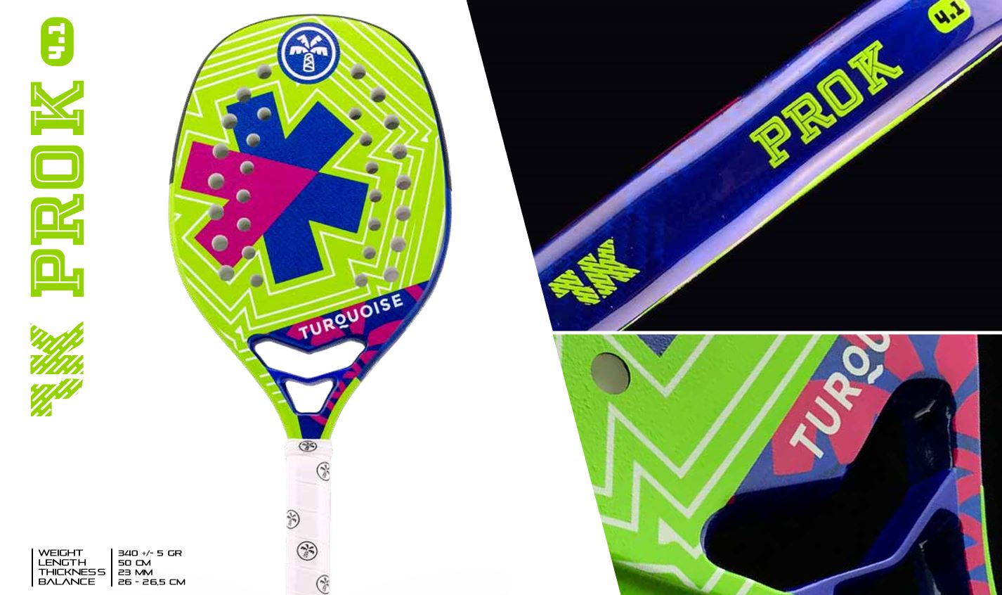 Full Carbon - ProK 4.1 Magenta Beach Tennis Racket (PINK ONLY))
