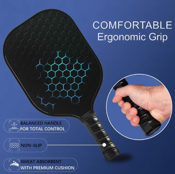 Pickle Ball Paddle Black Honeycomb