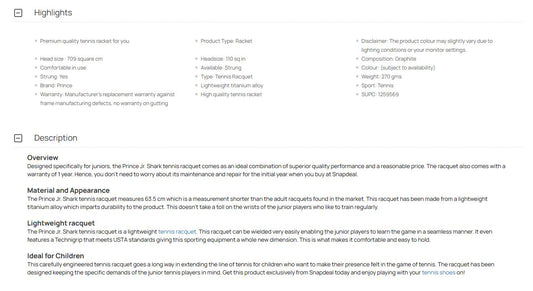 Prince Tennis Racket 25" Stage 1 Junior