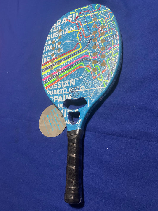 Turquoise Beach Tennis Racket Concept