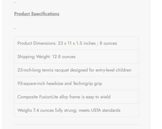 Prince Tennis Racket 23" Stage 2 Junior