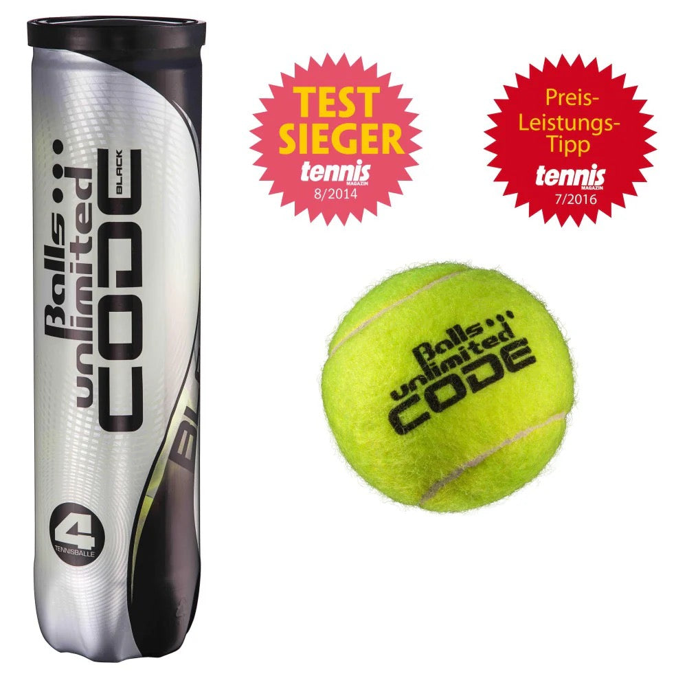 Balls Unlimited 4 Tennis Balls Code Black Tournament
