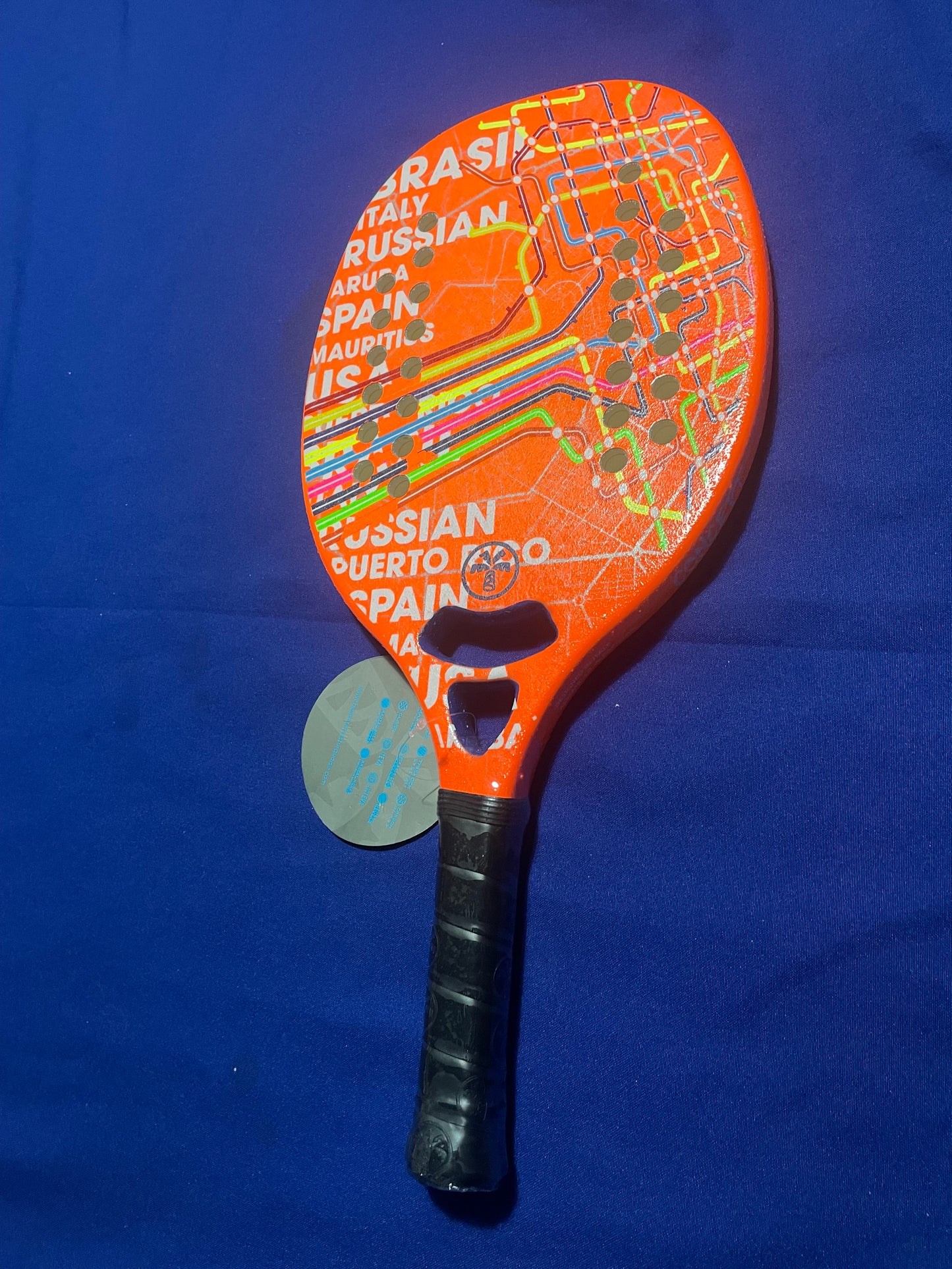 Turquoise Beach Tennis Racket Concept