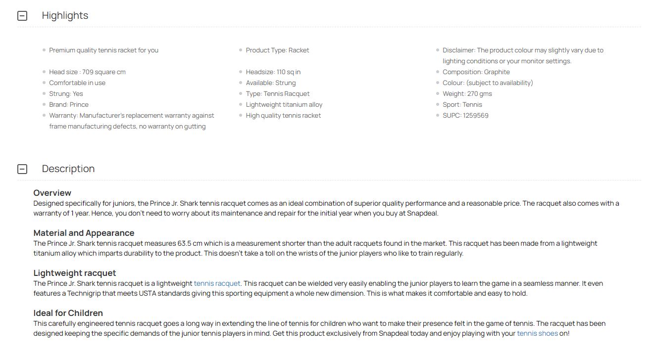 Prince Tennis Racket 25" Stage 1 Junior