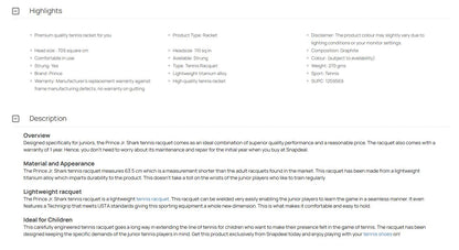 Prince Tennis Racket 25" Stage 1 Junior