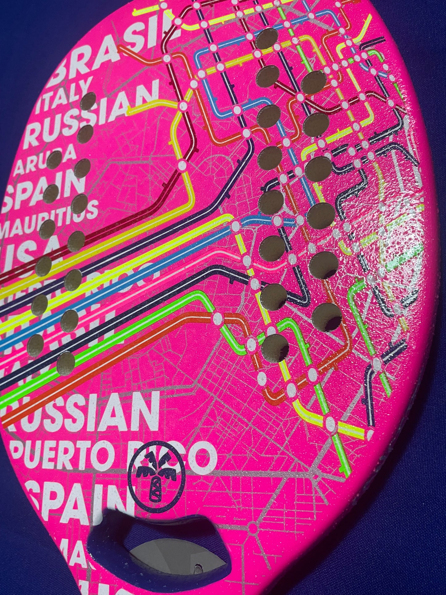 Turquoise Beach Tennis Racket Concept