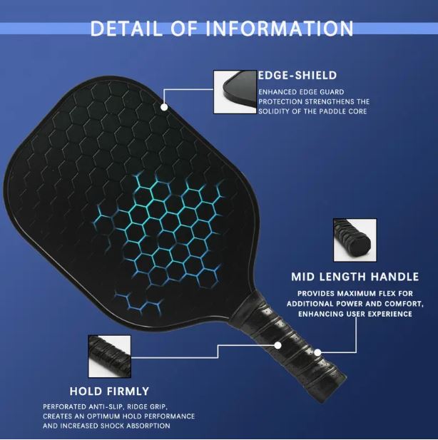 Pickle Ball Paddle Black Honeycomb
