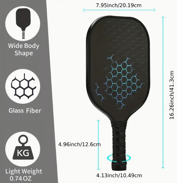 Pickle Ball Paddle Black Honeycomb