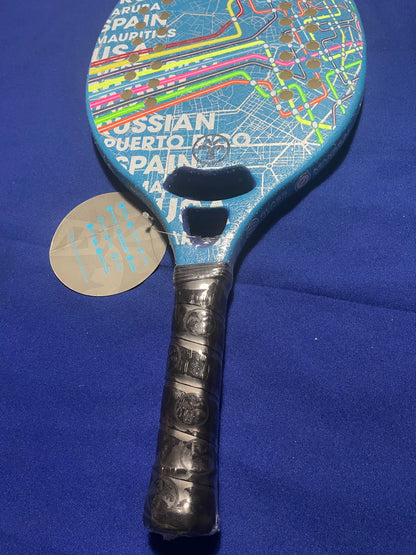 Turquoise Beach Tennis Racket Concept