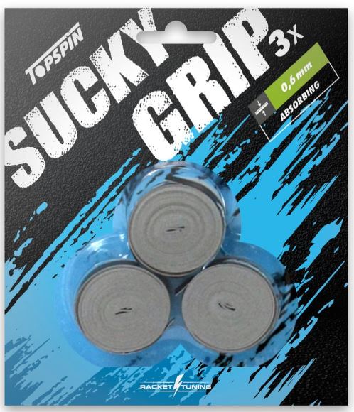 Topspin Racket Overgrip Sucky 0.6mm Grey 3 Pack