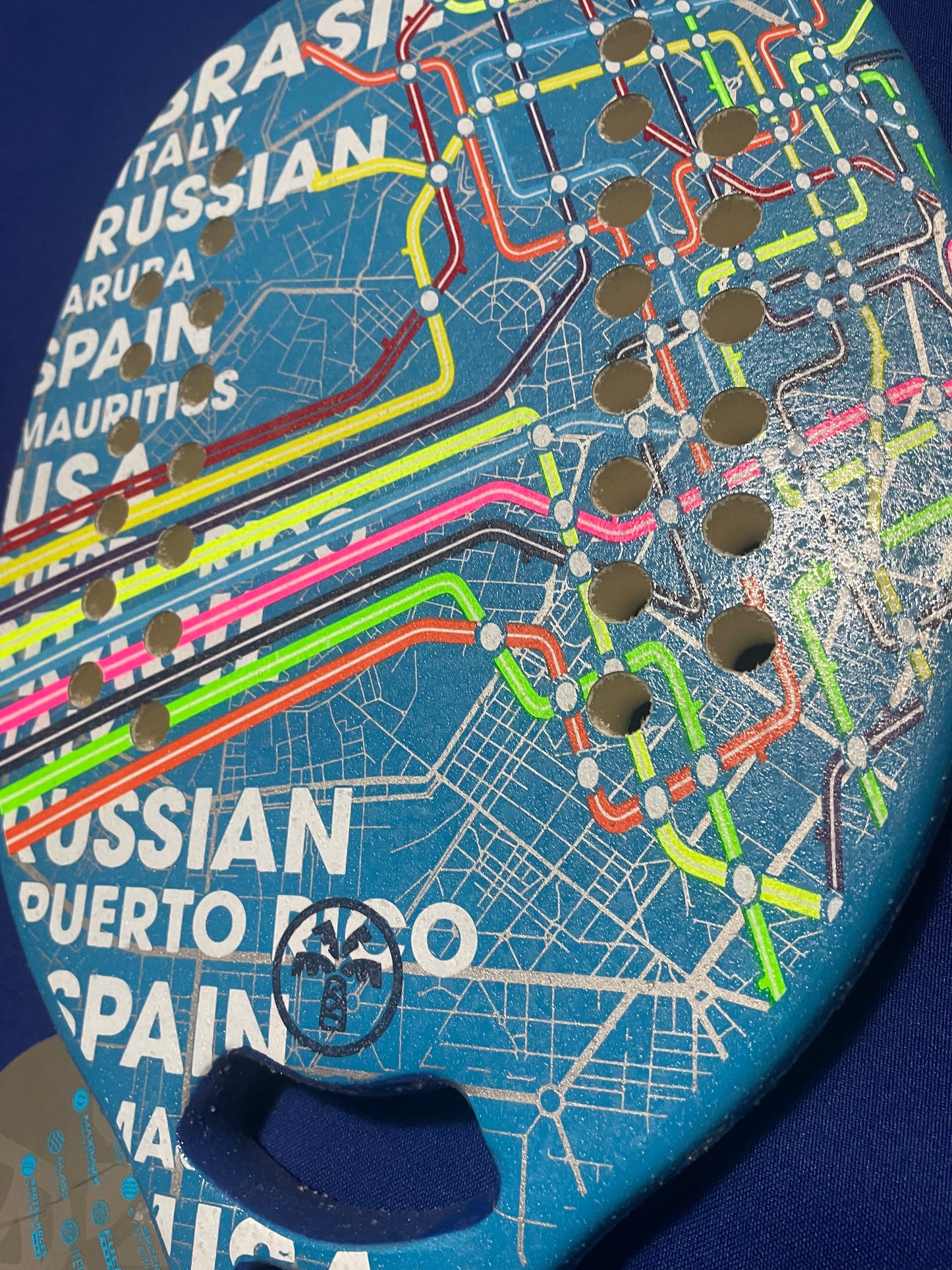 Turquoise Beach Tennis Racket Concept