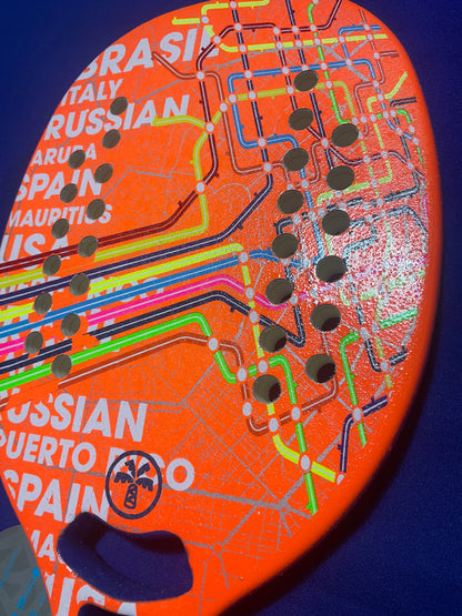 Turquoise Beach Tennis Racket Concept