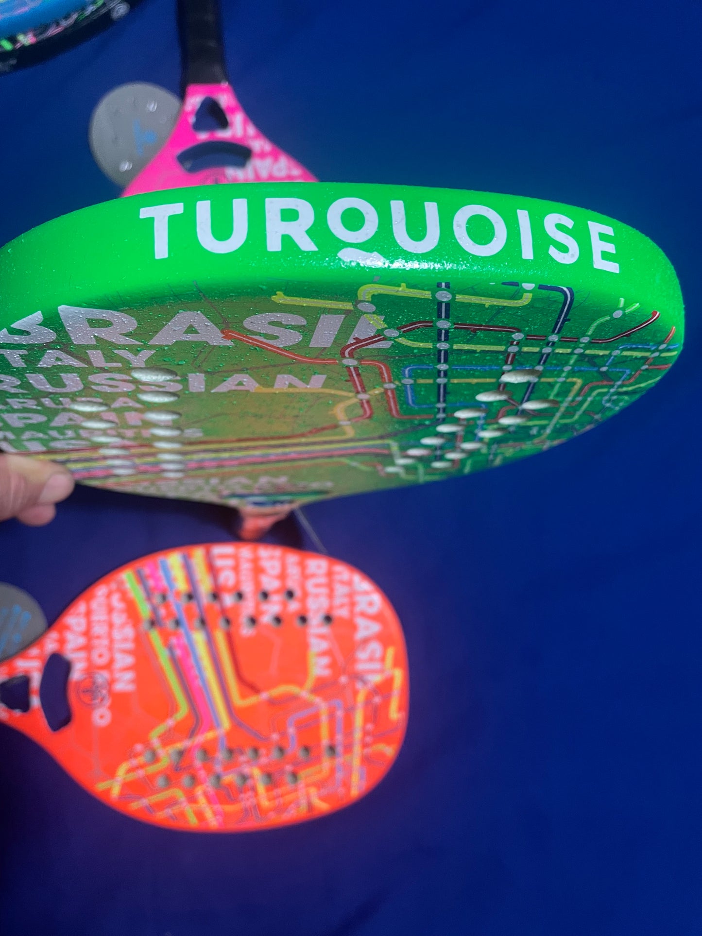 Turquoise Beach Tennis Racket Concept