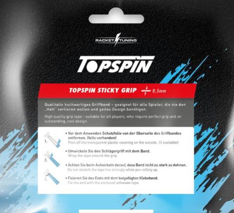 Topspin Racket Overgrip Sticky 12 Pack 0.5mm