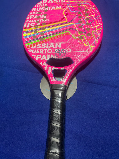 Turquoise Beach Tennis Racket Concept