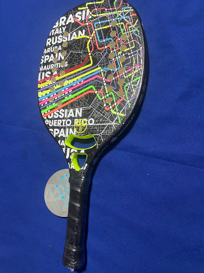 Turquoise Beach Tennis Racket Concept