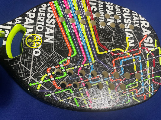 Turquoise Beach Tennis Racket Concept