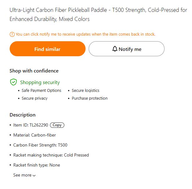 Pickeball Paddle Lava Artistic Ultra-Light T500