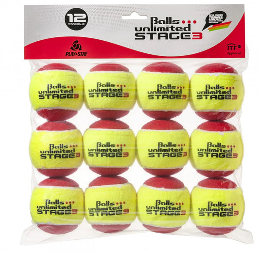 Balls Unlimited Tennis Balls 12 Pack Stage 3 Red